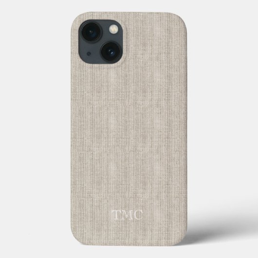 Classic Monogram Initials Luxury Linen Fabric Tech Case-Mate iPhone Hülle (Rückseite)