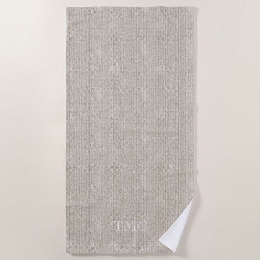 Classic Monogram INITIALS Luxury Linen Fabric Zuha Strandtuch (Vorderseite)