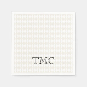 Classic Monogram INITIALS Schwarz-weiß Beige Chic Serviette