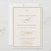 Classic Monogram Ivory Gold Wedding Einladung (Vorderseite)