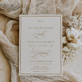 Classic Monogram Ivory Gold Wedding Einladung