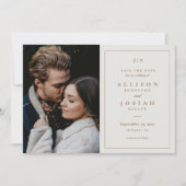 Classic Monogram Ivory Wedding Foto Save The Date (Vorderseite)