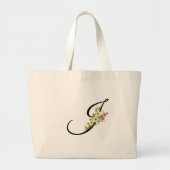 Classic monogram J red white flower mother gift Jumbo Stoffbeutel (Vorne)