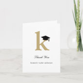 Classic Monogram K Graduation Cap Foto Modern Dankeskarte (Vorderseite)