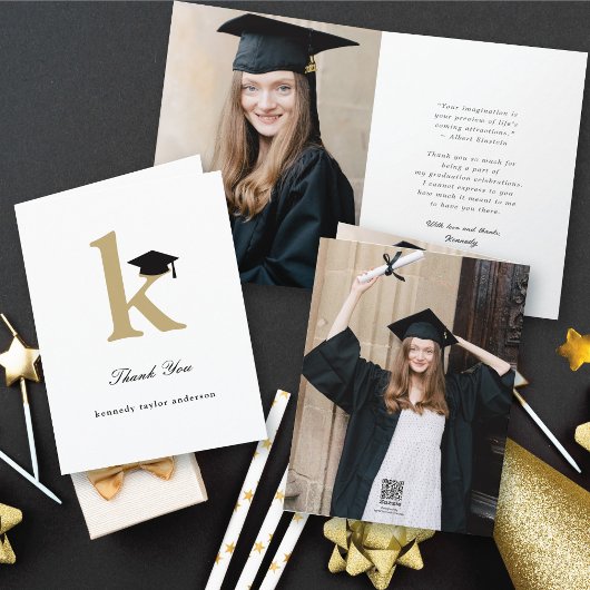 Classic Monogram K Graduation Cap Foto Modern Dankeskarte