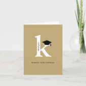 Classic Monogram K Graduation Cap Foto Modern Dankeskarte (Vorderseite)