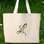 Classic monogram L red white flower mother gift Jumbo Stoffbeutel<br><div class="desc">Need a Mother's Day gift that'll really wow Mom? Check out this Classic Monogram Tote Bag! Picture her face lighting up when she sees it – filled with the cutest red and white watercolor flowers and personalized just for her. It's not only gorgeous, but also totally useful for everything from...</div>