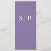 Classic Monogram Lavender Wedding Menükarte (Rückseite)