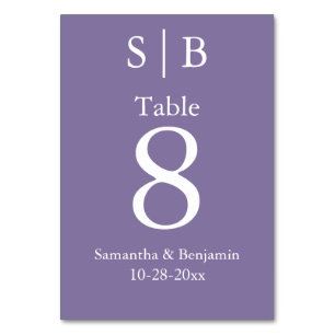 Classic Monogram Lavender Wedding Tischnummer