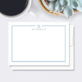 Classic Monogram Light Blue Border Stationery Note Mitteilungskarte
