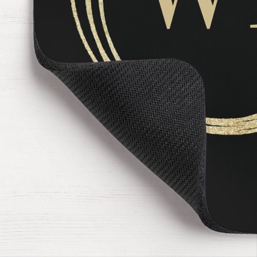 Classic Monogram Logo Black Gold Business Mousepad (Ecke)