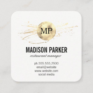 Classic Monogram Luxe Gold Brushed Quadratische Visitenkarte