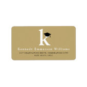 Classic Monogram M & Black Graduation Cap-Adresse Adressaufkleber (Vorne)