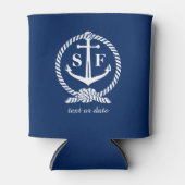 Classic Monogram Nautical Blue Anchor Beach Boat Dosenkühler (Vorderseite)