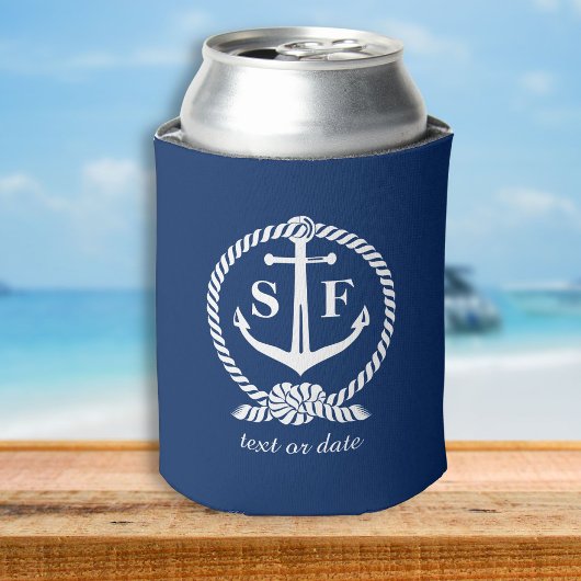 Classic Monogram Nautical Blue Anchor Beach Boat Dosenkühler