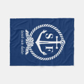 Classic Monogram Nautical Blue Anchor Beach Boat Fleecedecke (Vorderseite (Horizontal))