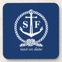 Classic Monogram Nautical Blue Anchor Beach Boat