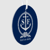 Classic Monogram Nautical Blue Anchor Beach Boat Ornament (Vorderseite)