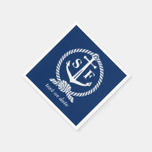 Classic Monogram Nautical Blue Anchor Beach Boat Serviette (Ecke)