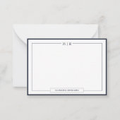 Classic Monogram Navy Blue Border Stationery Mitteilungskarte (Vorderseite)