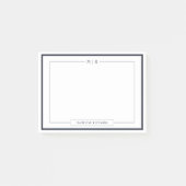 Classic Monogram Navy Blue Border Stationery Post-it Klebezettel (Vorderseite)