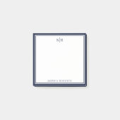 Classic Monogram Navy Blue White Individuelle Name Post-it Klebezettel (Vorderseite)