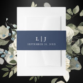 Classic Monogram Navy & White Wedding Einladungsbanderole