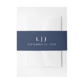 Classic Monogram Navy & White Wedding Einladungsbanderole (Vorderseite Beispiel)