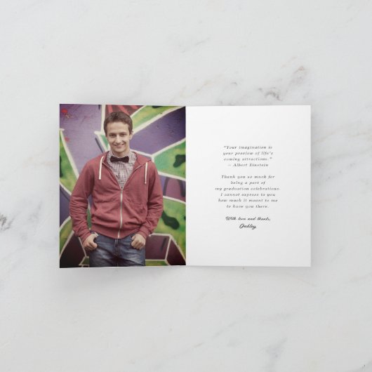 Classic Monogram O Graduation Cap Foto Modernes Dankeskarte (Innenseite)