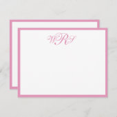 Classic Monogram Pink Mitteilungskarte (Vorne/Hinten)