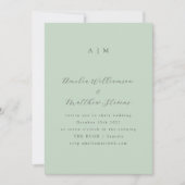 Classic Monogram Pistachio Mint Script Wedding Einladung (Vorderseite)