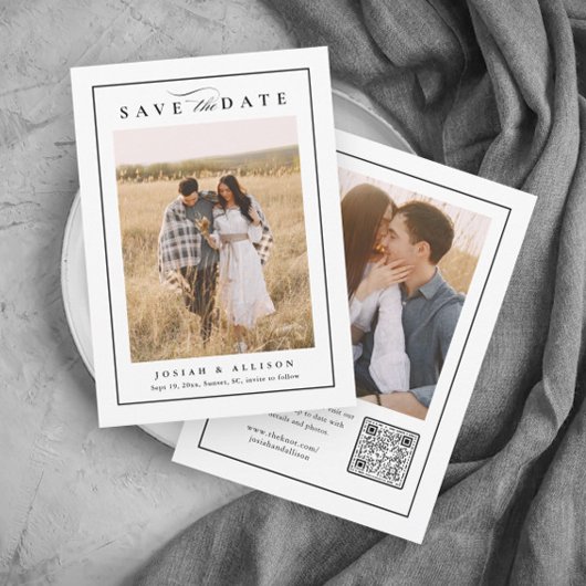 Classic Monogram QR Code 2 Foto Hochzeit Save The Date