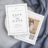 Classic Monogram QR Code Photo Wedding Save The Date