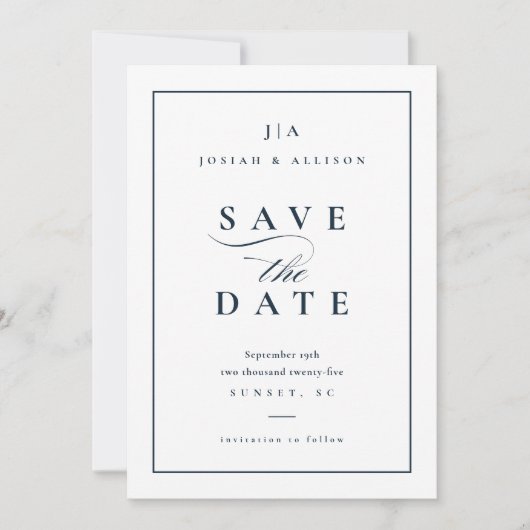 Classic Monogram QR Code Photo Wedding Save The Date (Vorderseite)