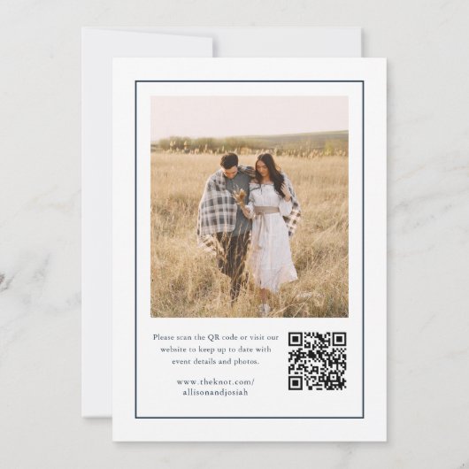 Classic Monogram QR Code Photo Wedding Save The Date (Rückseite)