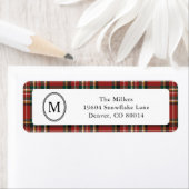 Classic Monogram Red Plaid Christmas Address (Insitu)