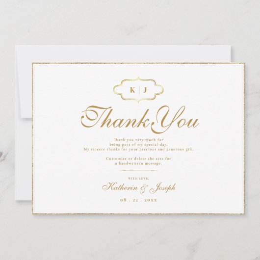 CLASSIC MONOGRAM & ROMANTIC CALLIGRAPY DANKEN DANKESKARTE (Vorderseite)