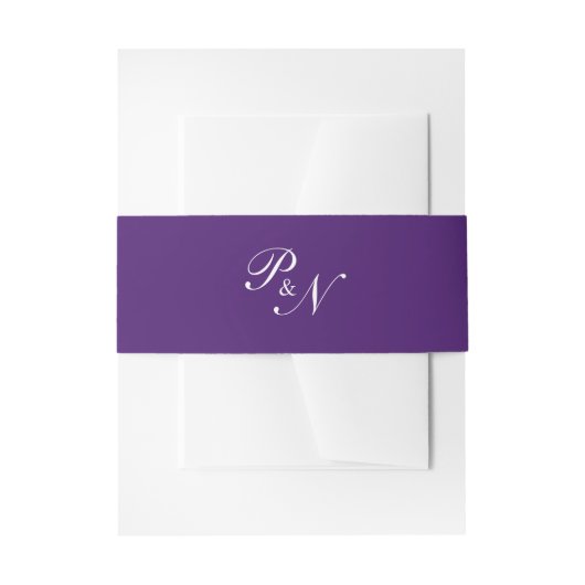 Classic Monogram Royal Lila Elegant Wedding Einladungsbanderole (Vorderseite Beispiel)