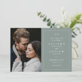 Classic Monogram Sage Green Wedding Foto Save The Date (Stehend Vorderseite)