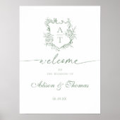 Classic Monogram Sage Green Wedding Willkommen Poster (Vorne)