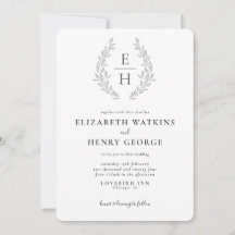 Classic Monogram Schwarz-weiß Fromal Wedding Invit