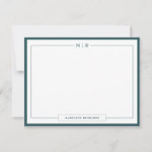 Classic Monogram Smoke Green Border Stationery Mitteilungskarte (Vorderseite)