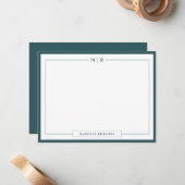 Classic Monogram Smoke Green Border Stationery Mitteilungskarte (Vorderseite/Rückseite Beispiel)