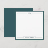 Classic Monogram Smoke Green Border Stationery Mitteilungskarte (Vorne/Hinten)