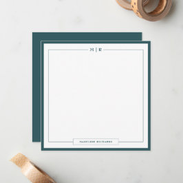 Classic Monogram Smoke Green Border Stationery Mitteilungskarte
