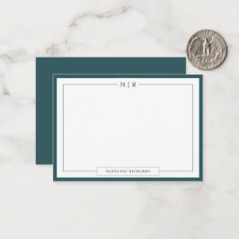 Classic Monogram Smoke Green Border Stationery Mitteilungskarte