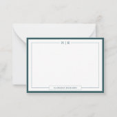 Classic Monogram Smoke Green Border Stationery Mitteilungskarte (Vorderseite)