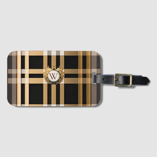 Classic Monogram Stilvoll Kariert Grau, Schwarz & Gepäckanhänger (Vorderseite (Horizontal))