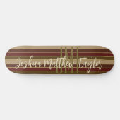 CLASSIC MONOGRAM STRIPE LINE PATTER RED BROWN SKATEBOARD (Horizontal)