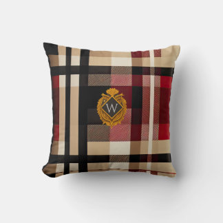 Classic Monogram Stylisch Kariert Beige Red & Blac Kissen